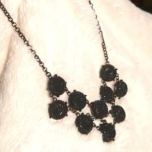 etc! Black Statement Necklace Sparkling textured Baubles Gun Metal look Costume